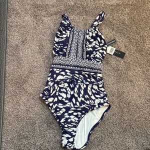 La Blanca Navy and White One-Piece Swimsuit